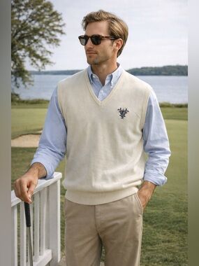 VTG Hogan Traverse City Country Club Sweater Vest XL USA Made Golf Grandpa Core